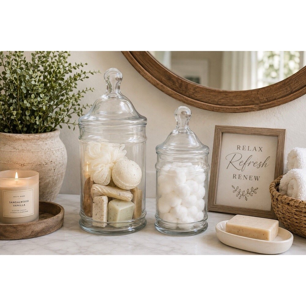 Bath & Body Works Clear Glass Apothecary Jars Set of 2 Discontinued